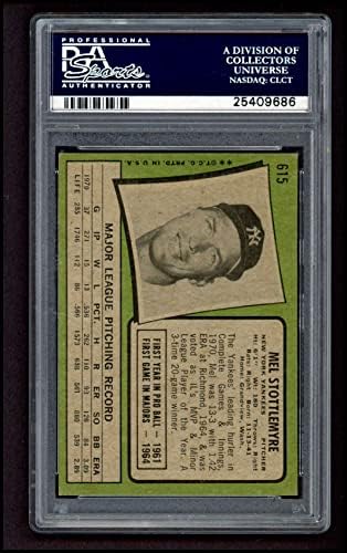 1971 TOPPS # 615 MEL STOTTLEMYRE NEW YORK YANKEES PSA PSA 6.00 YANKEES