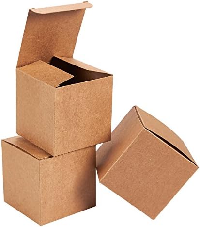 Caixas de presente premium kraft 50 pacote 3 x 3 x 3 polegadas de papel marrom caixas de presente com tampas para presentes,