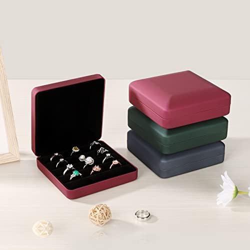 Caixas de armazenamento de anel Ryoeikt para vários anéis, caixa de gabinete de anel de viagem compacta e elegante, organizador