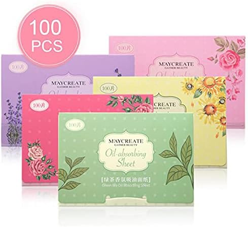 QueenBox 100pcs Papel de maquiagem facial, controle de óleo absorvendo lençóis portáteis de tecidos limpos para mulheres