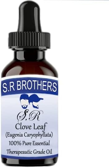S.R Brothers Clove Leaf Pure & Natural Terapeautic Grade Essential Oil com conta -gotas 100ml