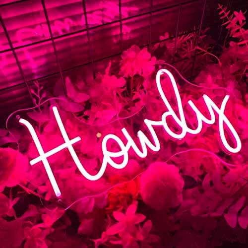 Howdy Neon Sign Pink Led sinais de luz de luz para decoração de parede decoração de meninas operadas por garotas decoração de quarto