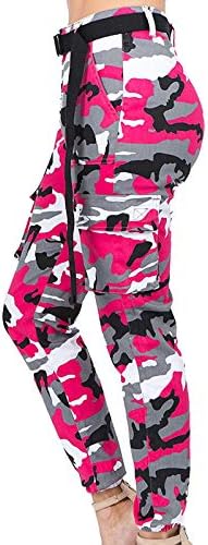 Calfes de camuflagem com cintura alta feminina de cintura alta feminina com cinto combinando