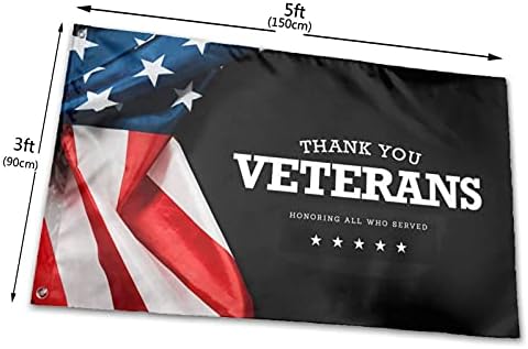 Obrigado veteranos bandeira 3 x 5 pés - Us Veteran Day Flag Independence Memorial Day com ilhós - bandeira bandeira de brisa 3x5 pés decoração ao ar livre
