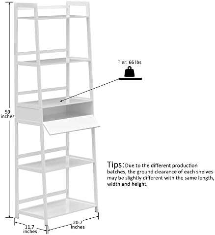 Prateleira de livro wtz, estante branca com gavetas, estante de escada, estante de livros de 5 camadas para quarto, sala de estar,