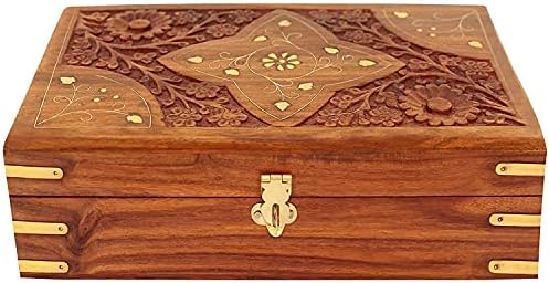 Caixa de jóias de madeira | Caixa de vaidade | Organizador de jóias de madeira caixas esculpidas à mão | Organizador da caixa de