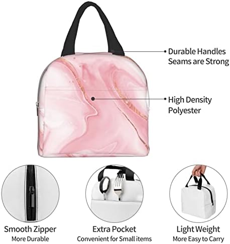 Lancheira de mármore rosa senheol, lancheira de isolamento para homens, sacolas reutilizáveis ​​de almoço perfeitas para