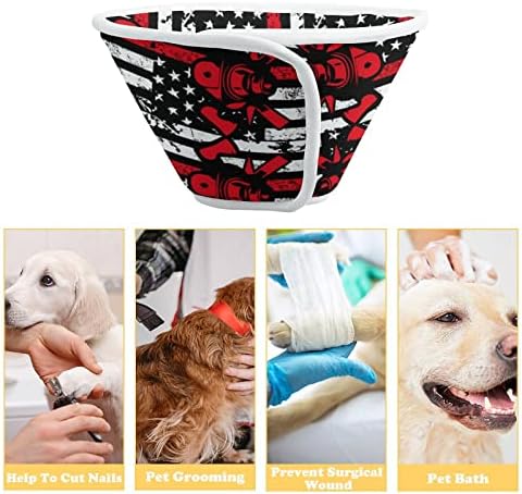 American Flag Bombeiro Dog Cone Collar Ajuste Pet Recuperação colarinho de proteção para cães gatos