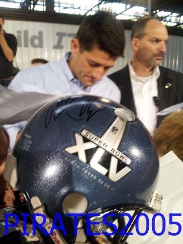 Paul Ryan assinou o Green Bay Packers Super Bowl 45 Mini Capacete XLV Prova Exata VP - Mini Capacetes Autografados da NFL