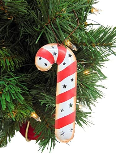 Ornamento de cana de doces Encontre o seu na árvore para decoração de metal de lata de Natal com cartão de história