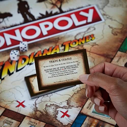 Hasbro Gaming Monopoly Indiana Jones Game, inspirado nos filmes de Indiana Jones, jogo de tabuleiro para 2-6 jogadores, para