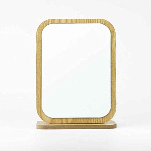 Maquiagem LXB Pequeno espelho, espelho de maquiagem de desktop Lista alta de molho de madeira espelho portátil espelho