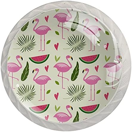 Botões de gaveta maçanetas de gabinete de melancia flamingo para berçários botões de cômoda redonda de botões decorativos 4pcs 1,38