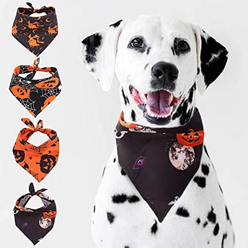 Conjunto de bandana de Halloween de cachorro rozkitch, 4 PCs Halloween Dog -Collar Collar Lenço de cachecol de estimação