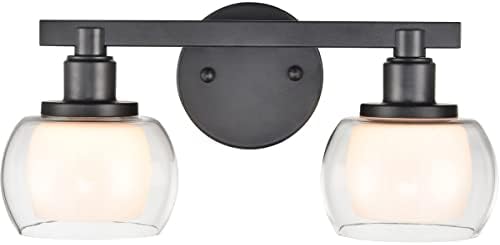 INOVAÇÕES Iluminação 330-2W-BK-CLW CAIRO-2 Vanidade de banho leve no estilo contemporâneo de 7,1 polegadas de altura e 15 polegadas de largura, escolha Lamping Opção: LED, Opções de sombra: Vidro fosco