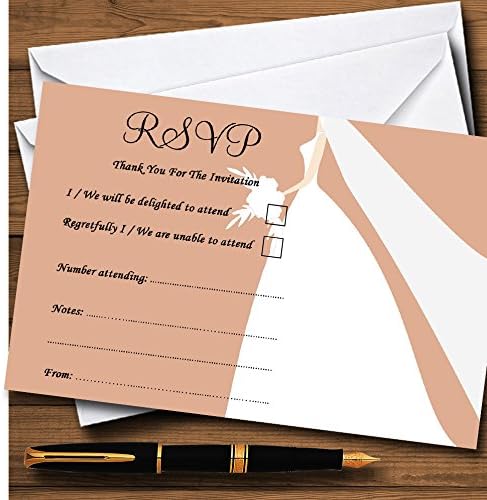 Cartões de RSVP personalizados para noiva de pêssego