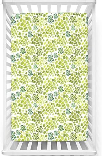 Folhas folhas de mini berço com tema, mini-berço portátil lençóis de berço macio colchão de colchão de colchão de colchão de colchão de colchão ou lençol de criança, 24 x38, verde verde verde