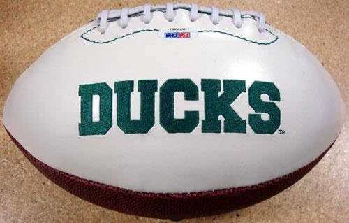 Lamichael James autografou o logotipo branco de futebol Oregon Ducks PSA/DNA Rookiegraph Stock 22756 - Bolsas universitárias