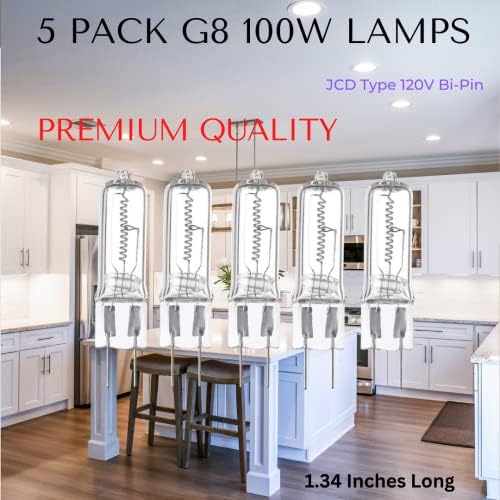 Iluminação LSE 5pack G8 100W Halogen Bulbo JCD Bi-Pin Light 100 Watt 120 volts
