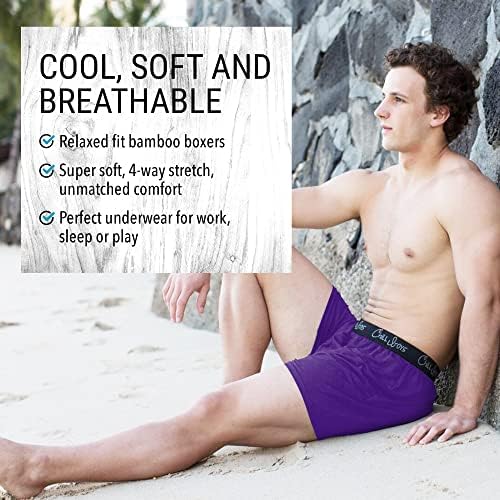 Chill Boys Boxers de bambu macio para homens - roupas íntimas frias e confortáveis ​​e respiráveis ​​- shorts boxer