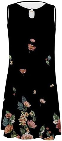 Ruziyoog Women Summer Summer Mini vestido de vestido moderno, vestido de tanque sem mangas estampado, casual casual