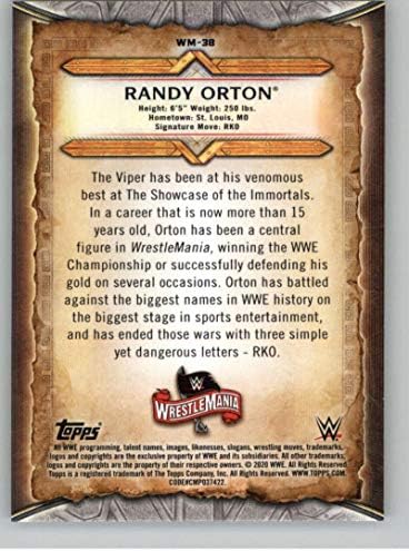 2020 Topps WWE Road to WrestleMania lista WM-38 Randy Orton Wrestling Trading Card