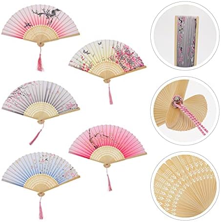 Fãs portáteis de Vicasky Fãs de mão segura 5pcs Fã dobrável Fã de estilo japonês Fã de mão floral Retro Fã com tornas de padrão