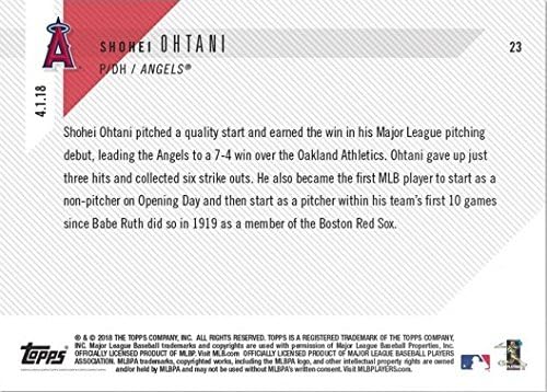 2018 Topps Now Baseball 23 Shohei Ohtani Rookie Card - Ganhe 1ª vitória na carreira na estréia da MLB Pitching - English Edition