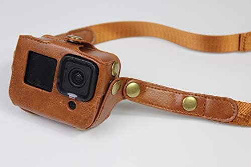 Caso de couro PU para o alojamento da moldura da câmera de ação da GoPro Hero 9 com acessórios ajustáveis ​​no pescoço/cintura