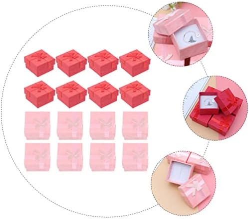 Caixas de jóias Cardão 24pcs Caixa de papel de jóias de jóias de jóias com fita Bowknot pequena caixa de papel de papelão para