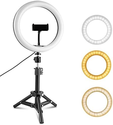 N/A Dimmível anel LED Luz de 26 cm de lâmpada de anel de maquiagem USB com tripé do suporte para telefone para sessão de câmera selfie