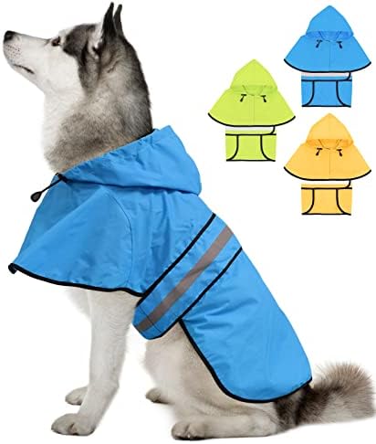 Capa de chuva de cachorro Weesiber - Casaco de chuva de cachorro reflexivo - Casaque de chuva de cachorro à prova d'água - Poncho de cachorro ajustável - cachorro leve e escorregadio para cães grandes