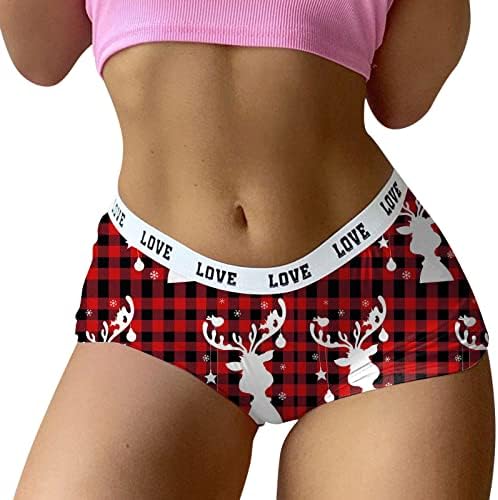 Christmas Womens Underwear Short Shorts Longo Boxer Funny Brief Roupa Boyshort Christmas Ladies Pijamas A Red