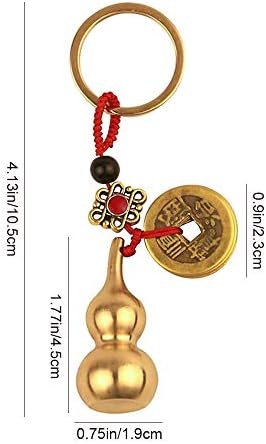 Kingzhuo 2 peças Wu Lou Key Chain Beautiful Gourd Keychain Luckychain Set com Feng Shui Moedas Solid Key Rings para