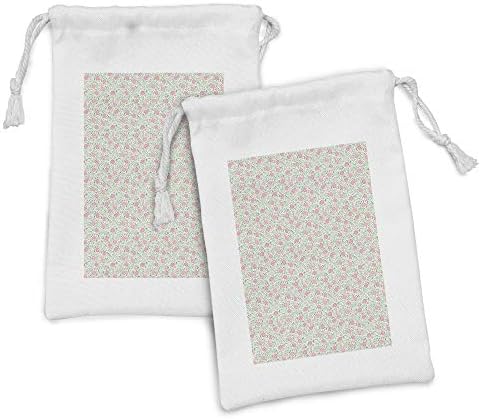 Conjunto de bolsas de tecido de jardim inglês de Ambsosonne, padrão de 2, padrão romântico com rosas e folhas, pequenas bolsas de cordão para máscaras e favores de produtos de higiene