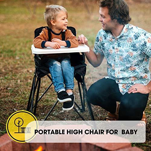 Veeyoo Baby High Chair com bandeja removível - cadeira alta portátil para comer e alimentar, interno e externo, dobra compacta, preto