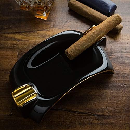 Porta de cinzeiro de cigarro de cerâmica preto Quesheng, personalidade e moda criativa de dois slots cinzeiros