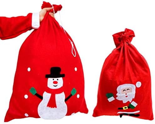 AMOSFUN Christmas Sack Fabric Frawstring Bag Papai Noel Sack Sack Sweet Candy Xmas Stufas Stufas Bolsa Papai Noel Sack Sack de Festa de Natal
