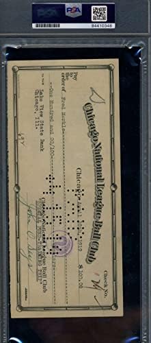 Fred Merkle PSA DNA COA assinou 1919 Chicago Cubs Payroll Cheque Autograph
