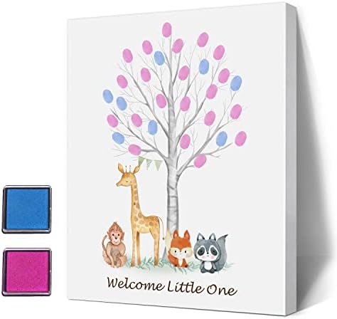 Tema Baby Gênero Revelar árvore de impressão digital com animais de safári, menino e menina Gênero Gênero Game Print Idéias