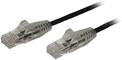 Startech.com 1 Ft CAT6 CABO - Slim Cat6 Patch Cord - Black- Conectores RJ45 Black- RJ45 - Cabo Ethernet Gigabit - 28 AWG - LSZH