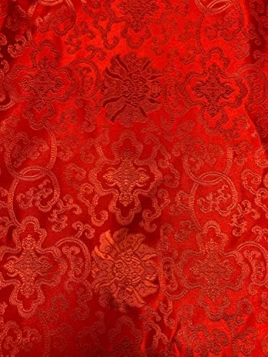 Adelaide Red Chinese Brocade Setin Fabric by the Yard - 10058