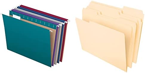 Pastas de arquivo penduradas pendaflex recicladas, 25 por caixa e pastas de arquivo, tamanho da letra, 8-1/2 x 11, clássico manila,