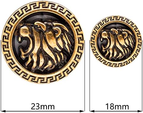 F&G 14pcs Botões de ouro antigos Botões de blazer de metal antigo vintage Conjunto - cabeça de leão 3D - para blazer, ternos,
