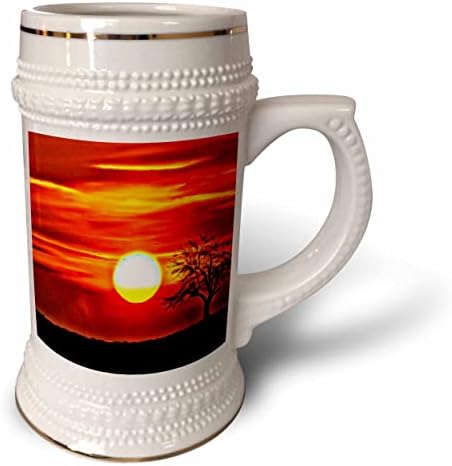 Sunset 3drose brilhante com uma imagem de árvore solitária de infusão de luz. - 22 onças de caneca