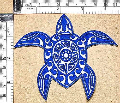 Kleenplus 3pcs. Tartaruga azul costura ferro em manchas bordadas desenho animado animal marinho natural adesivo fofo projetos de artesanato acessório costura