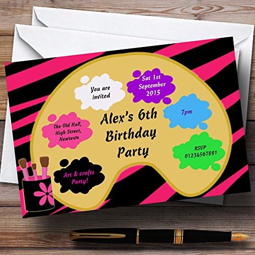 Zebra arte e artesanato pintando convites de festa de aniversário personalizados
