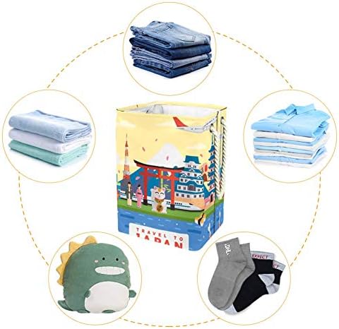 Onicey Japão famoso cesto de casa turística cesto de cesta de lavanderia dobra o balde com alças