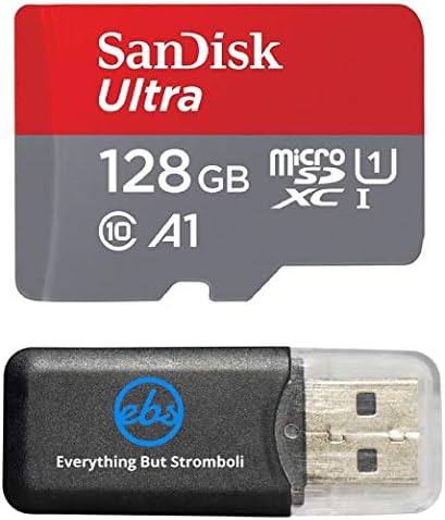 Sandisk 128 GB Ultra UHS-I Classe 10 100MB/S MicroSDXC Memory Card funciona com LG V20 V30 Q6 Q8 G6 G6+ X Venture K20 V Harmony Stylo 3 Plus Phones celulares com tudo, menos Stromboli Card Reader