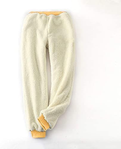 Sherpa de Natal feminino ladeado de moletom de natal impressão de inverno lã quente lã forrada as calças de corredor